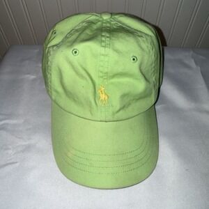 Polo Ralph Lauren Lime Green Baseball Hat Cap Adjustable Strap Yellow Pony OSFA